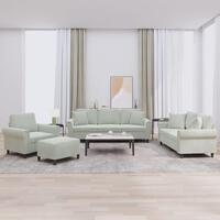 Sofasæt 4 dele med puder velour lysegrå
