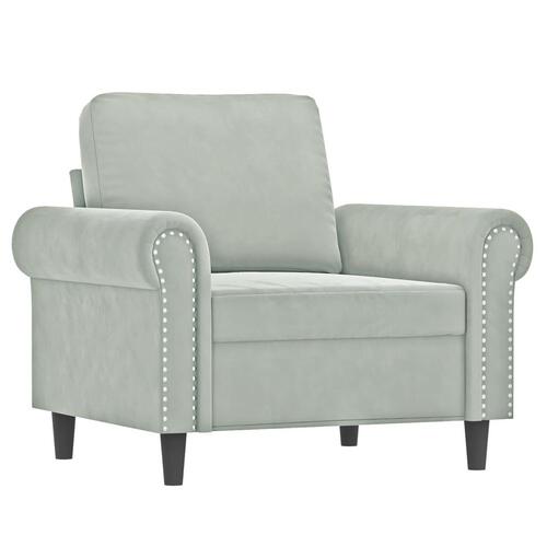 Sofasæt 4 dele med puder velour lysegrå