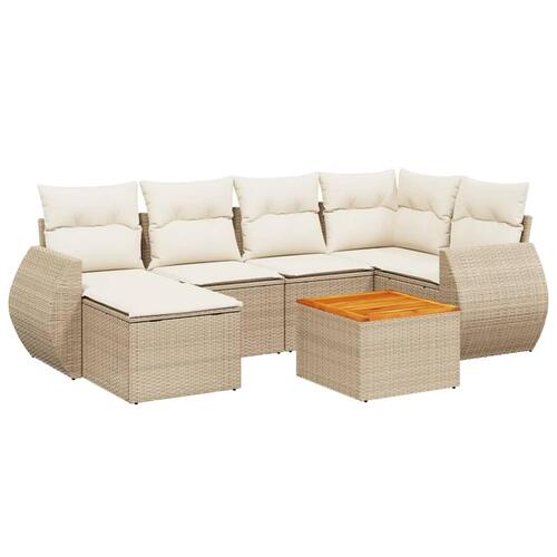 Sofasæt til haven 7 dele med hynder polyrattan beige