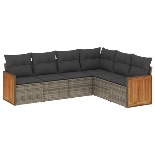 Sofasæt til haven 6 dele med hynder polyrattan grå