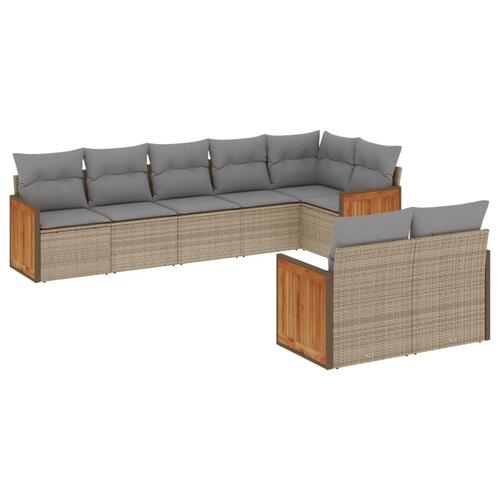 Sofasæt til haven 8 dele med hynder polyrattan beige