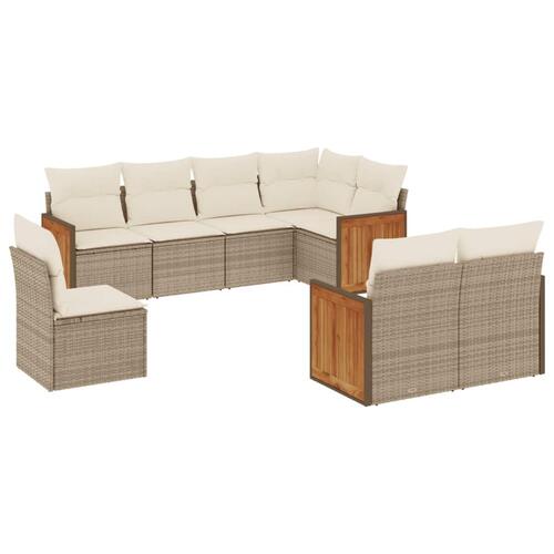 Sofasæt til haven 8 dele med hynder polyrattan beige