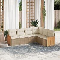 Sofasæt til haven 6 dele med hynder polyrattan beige
