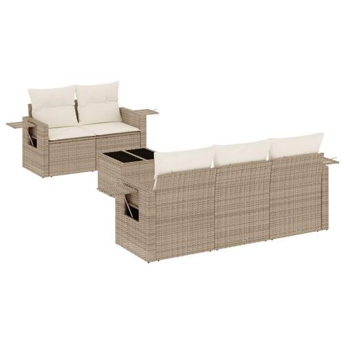 Sofasæt til haven 6 dele med hynder polyrattan beige