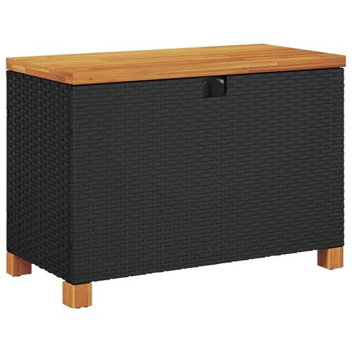 Opbevaringsboks til haven 80x40x48 cm polyrattan akacietræ sort