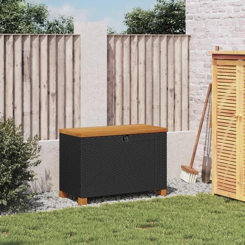 Opbevaringsboks til haven 80x40x48 cm polyrattan akacietræ sort