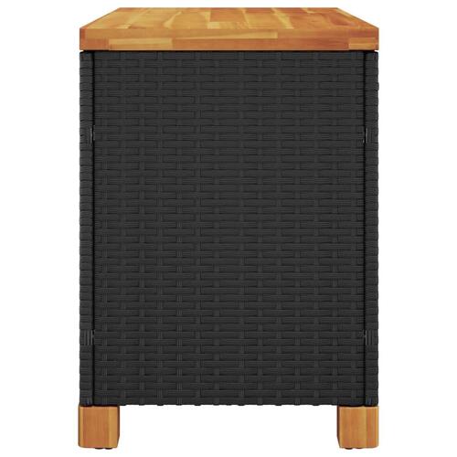 Opbevaringsboks til haven 80x40x48 cm polyrattan akacietræ sort