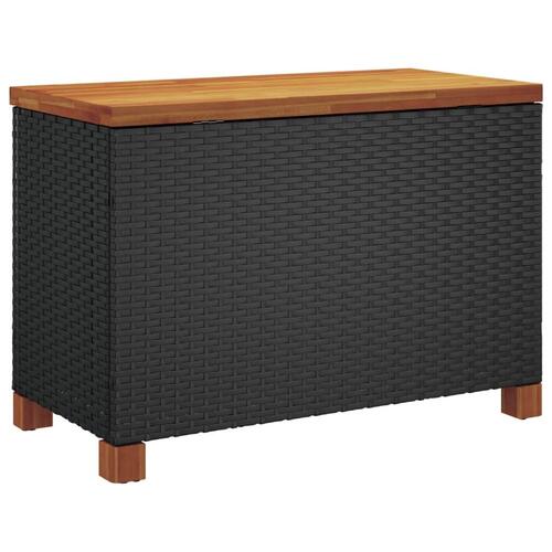 Opbevaringsboks til haven 80x40x48 cm polyrattan akacietræ sort
