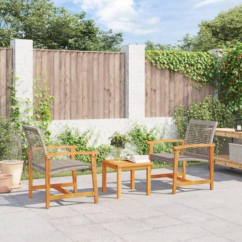 Havestole 2 stk. polyrattan og akacietræ grå