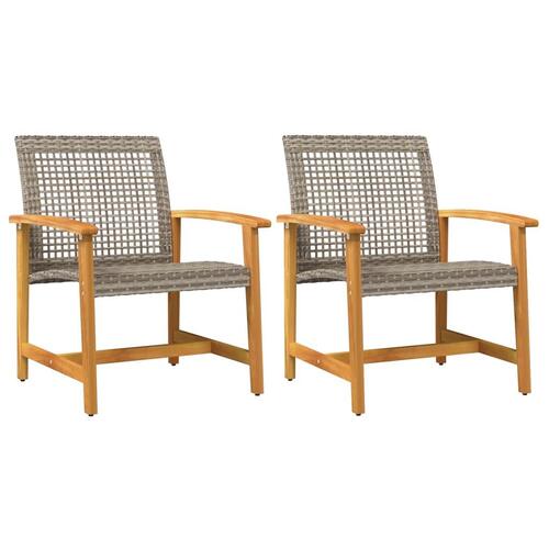Havestole 2 stk. polyrattan og akacietræ grå