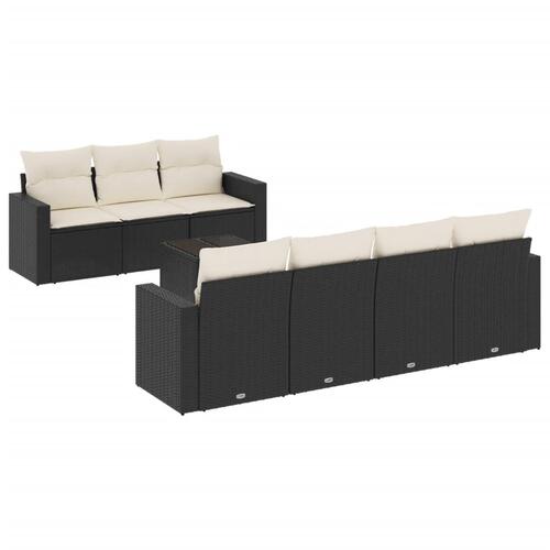 Sofasæt til haven 8 dele med hynder polyrattan sort