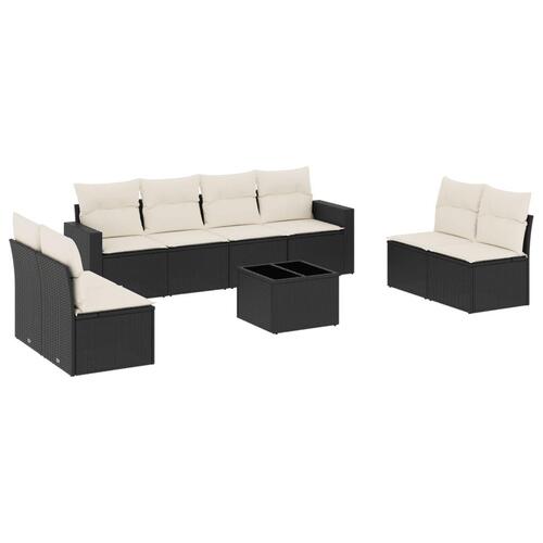Sofasæt til haven 9 dele med hynder polyrattan sort