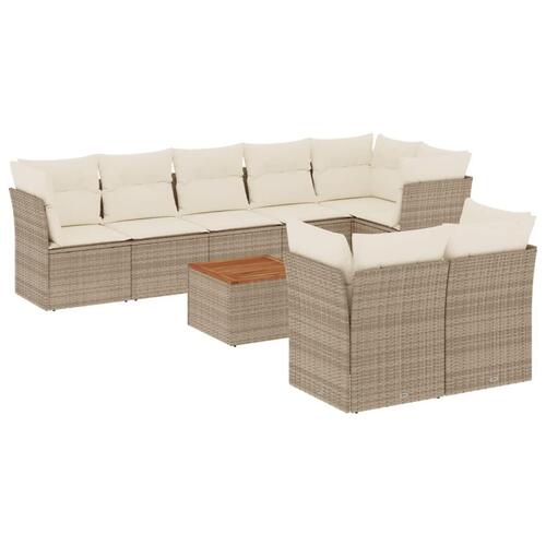 Sofasæt til haven 9 dele med hynder polyrattan beige