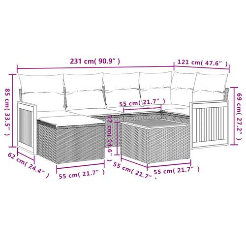 Sofasæt til haven 7 dele med hynder polyrattan beige