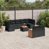 Sofasæt til haven 10 dele med hynder polyrattan sort