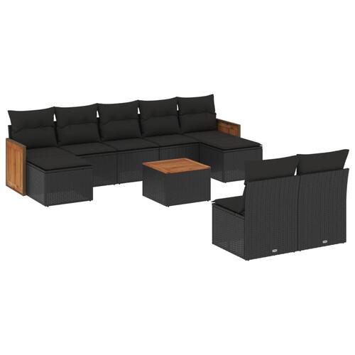 Sofasæt til haven 10 dele med hynder polyrattan sort