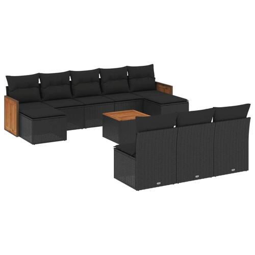 Sofasæt til haven 11 dele med hynder polyrattan sort