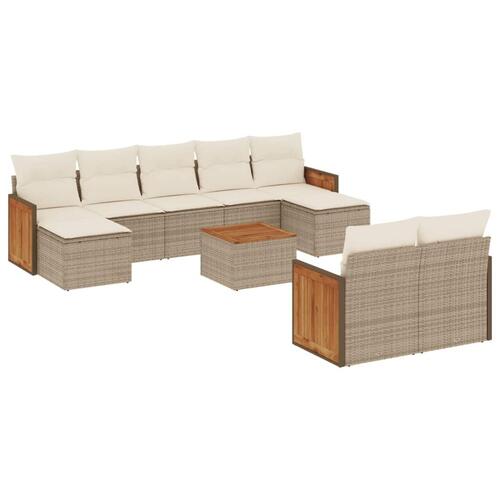 Sofasæt til haven 10 dele med hynder polyrattan beige