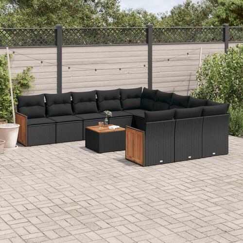 Sofasæt til haven 12 dele med hynder polyrattan sort