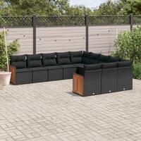Sofasæt til haven 11 dele med hynder polyrattan sort