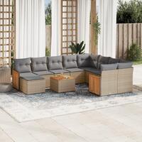 Sofasæt til haven 11 dele med hynder polyrattan beige