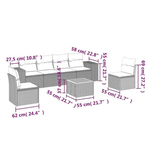 Sofasæt til haven 7 dele med hynder polyrattan beige
