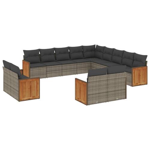 Sofasæt til haven 13 dele med hynder polyrattan grå