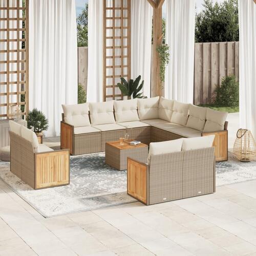 Sofasæt til haven 12 dele med hynder polyrattan beige