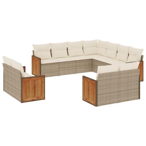 Sofasæt til haven 11 dele med hynder polyrattan beige