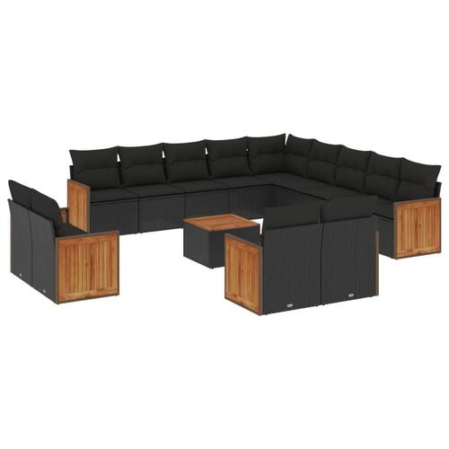 Sofasæt til haven 14 dele med hynder polyrattan sort