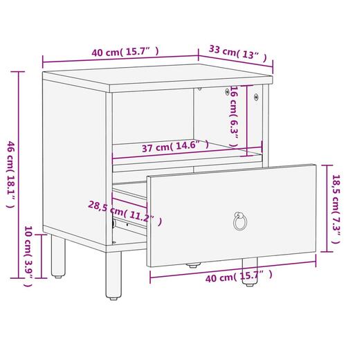 Sengebord 40x33x46 cm massivt mangotræ