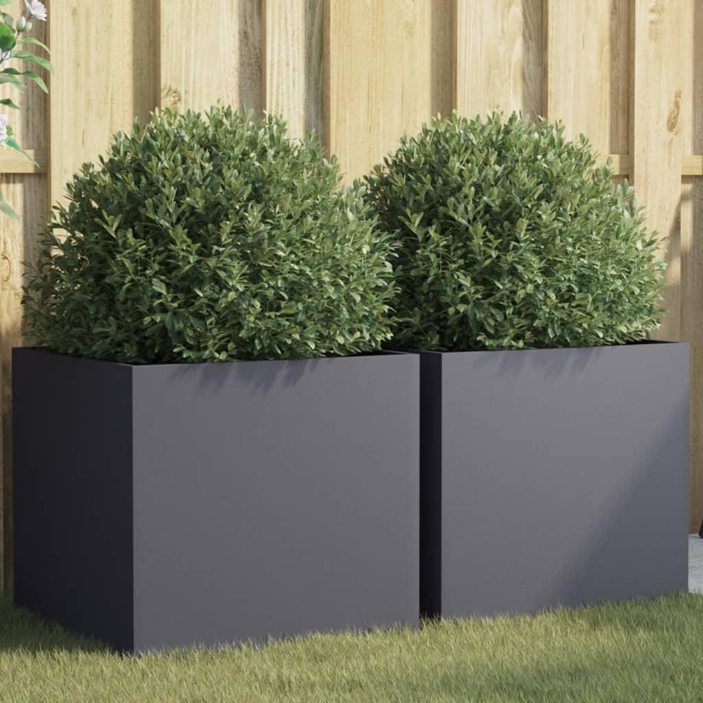 Plantekasser 2 stk. 49x47x46 cm stål antracitgrå billede