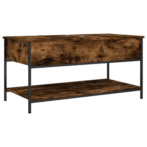 Sofabord 100x50x50 cm konstrueret træ og metal røget eg