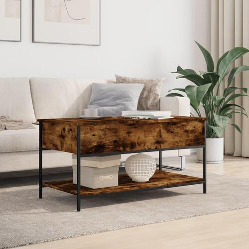 Sofabord 100x50x50 cm konstrueret træ og metal røget eg