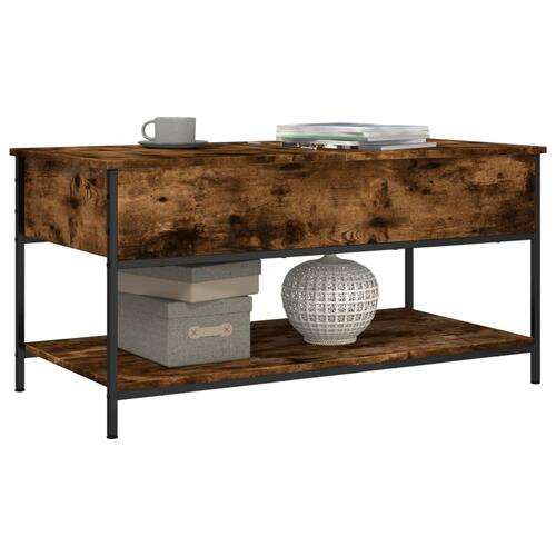 Sofabord 100x50x50 cm konstrueret træ og metal røget eg