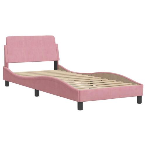 Sengeramme med hovedgærde uden madras Pink 80x200 cm Fløjl