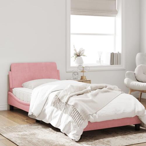 Sengeramme med hovedgærde uden madras Pink 80x200 cm Fløjl