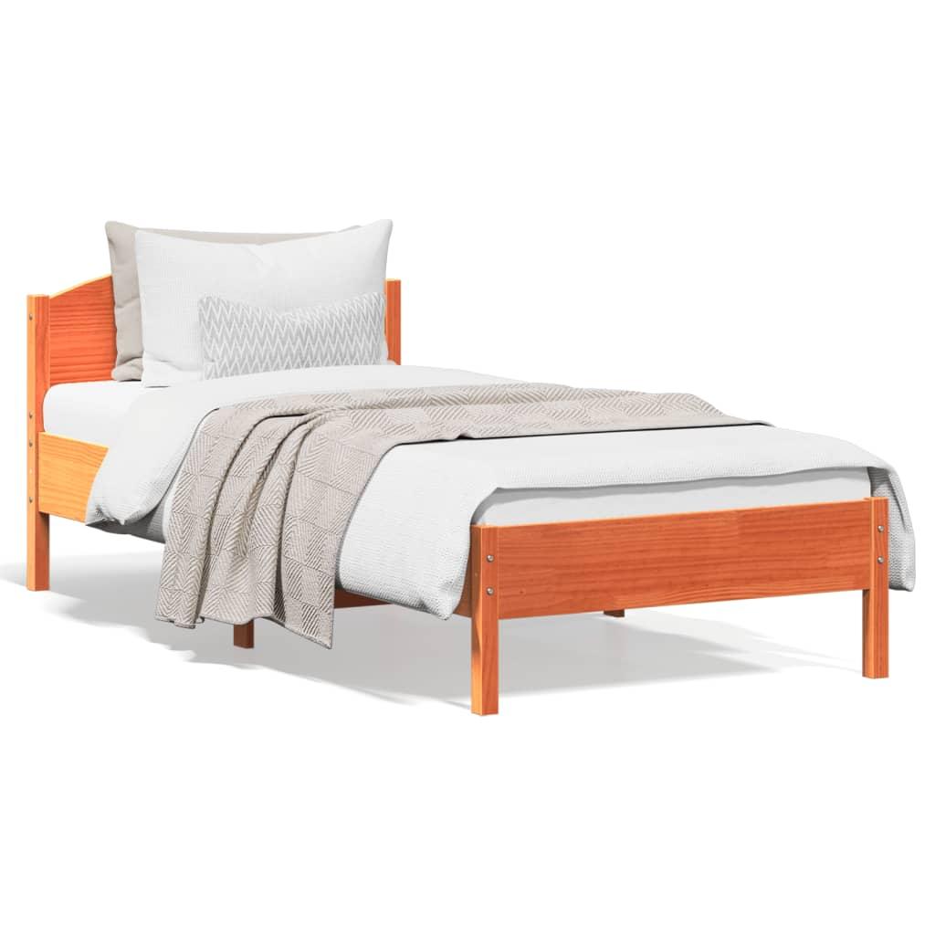 Sengeramme uden madras 100x200 cm massivt fyrretræ gyldenbrun