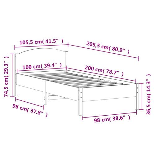 Sengeramme uden madras 100x200 cm massivt fyrretræ gyldenbrun