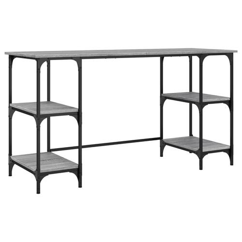 Skrivebord 140x50x75 cm metal og konstrueret træ grå sonoma-eg