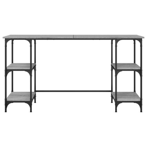 Skrivebord 140x50x75 cm metal og konstrueret træ grå sonoma-eg