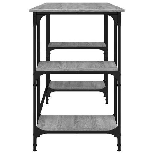 Skrivebord 140x50x75 cm metal og konstrueret træ grå sonoma-eg