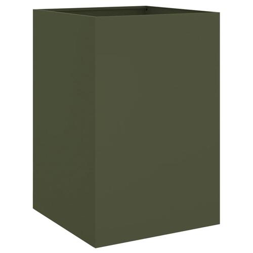 Plantekasse 52x48x75 cm koldvalset stål olivengrøn