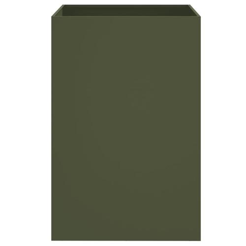 Plantekasse 52x48x75 cm koldvalset stål olivengrøn
