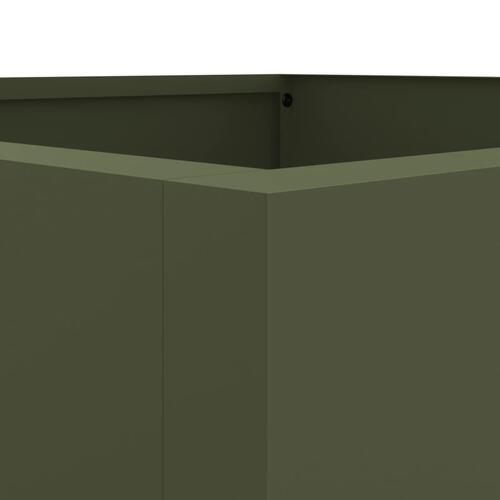 Plantekasse 52x48x75 cm koldvalset stål olivengrøn