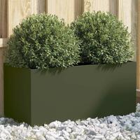 Plantekasse 62x30x29 cm stål olivengrøn