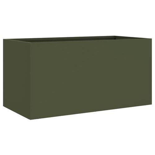 Plantekasse 62x30x29 cm stål olivengrøn
