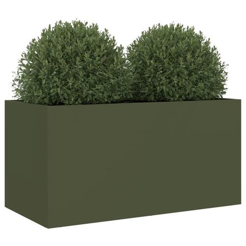 Plantekasse 62x30x29 cm stål olivengrøn