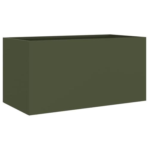 Plantekasse 62x30x29 cm stål olivengrøn