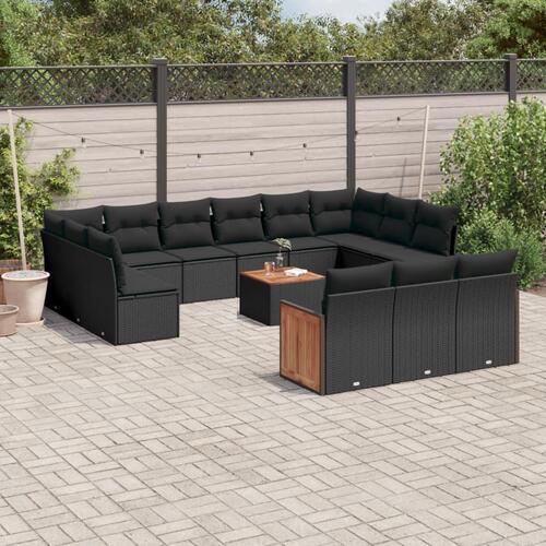 Sofasæt til haven 14 dele med hynder polyrattan sort